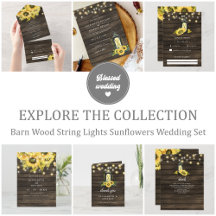 Barn Wood String Lights Sunflowers Wedding Set