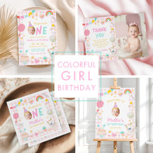 Fun to be One Colorful Girl Birthday
