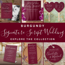 Signature Script Burgundy Wedding Invitation Suite