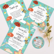 The Colorful Cute Bugs Kids Birthday Collection