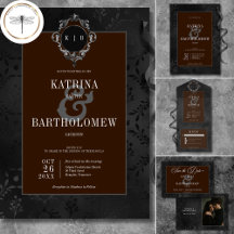 Dark Gothic Black Floral Satin Damask Brown