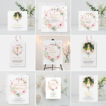 Pink Gold Butterfly Baptism & Christening 