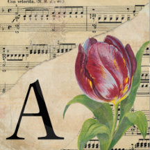Tulip Sheet Music Monogram Buttons