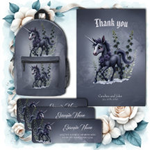 Stylized unicorn in floral splendor. 