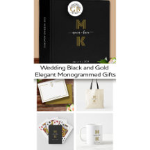 Wedding Black and Gold Elegant Monogrammed Gifts