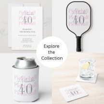 40th Birthday Pickleball Party Pink Minimal