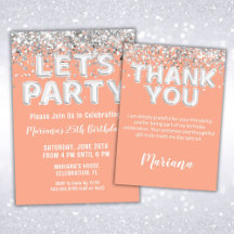 Peach and Silver Kids Birthday Party Supplies