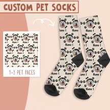 Dog Photo & Name, with Bones & Paw On Sock