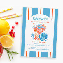 Summer Blue Orange Lemon Cocktail Birthday Party