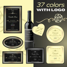 Vintage Rose Product Labels Gold Frame with Logo
