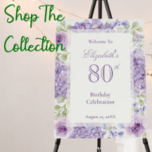 80th Birthday Elegant Purple Floral Supplies