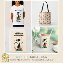 Retro Mid-Century Halloween Black Cat