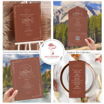 Terracotta Mountain Rustic Line Art Wedding