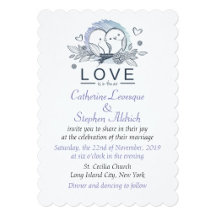 Lovebird Purple And White Invitation Set