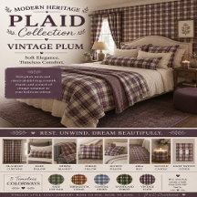 Vintage Plum Plaid Home Décor Collection