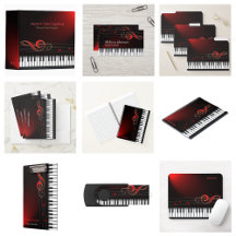 Black Abstract Piano And Red Clef- Office Stuff  