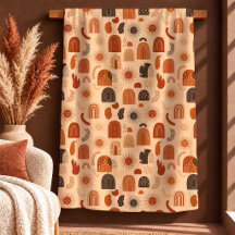 Boho terracotta copper brown rainbows blankets