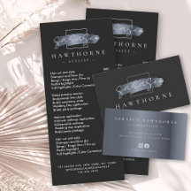 Chic Brush Stroke Black Silver Business Monogram