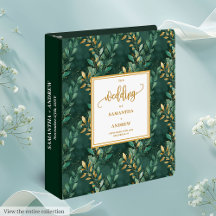 Eucalyptus Greenery Gold Wedding Ring Binders 198W