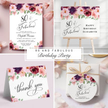 Elegant Floral 80th Birthday Party Suite