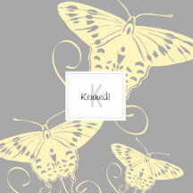 Bold Graphic Butterflies on Bright Yellow And Gray