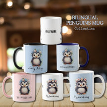 Penguins Mugs und Drinkware with Bilingual Text