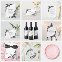 White Damask And Black Lace- Wedding Collection