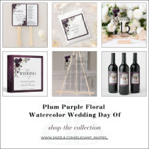 Plum Purple Floral Watercolor Wedding Day Of