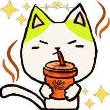 Cute cat Drinking coffee - Anime Style - emoticon