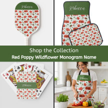 Red Poppy Wildflower Monogram Name Home Decor