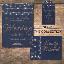 Rustic wood String Lights Blue & Gold