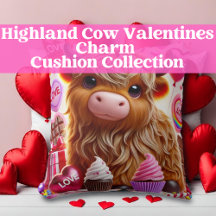 Highland Cow Valentines Charm Cushion Collection