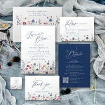 Navy Burgundy Watercolor Wildflower Rustic Wedding