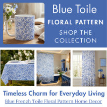 Blue French Toile Floral Pattern Home Decor