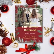 1st Christmas Married Real Foil Photo Cards