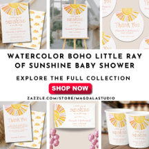 Watercolor Boho Little Ray of Sunshine Baby Shower