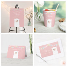 Simple Elegant Sweet Llama Alpaca Girl Baby Shower