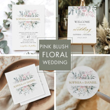 Pink Blush Floral Eucalyptus Botanical Wedding 