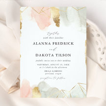 Blush Pink & Sage Green Watercolor Gold Geometric