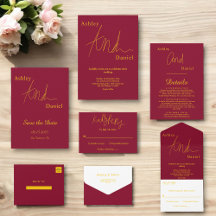 Elegant Simple Burgundy And Gold Chic Wedding