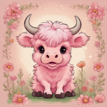 Fluffy Pink Highlands Scottish Cow Collection