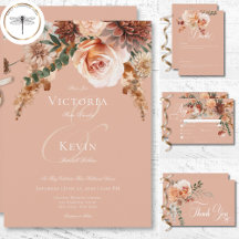 Boho Peach & Rust Floral Peach Blush Wedding