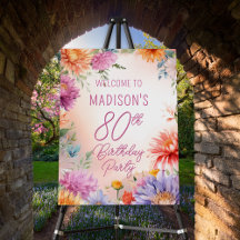 Boho Aster Flowers Floral 80th Birthday Party