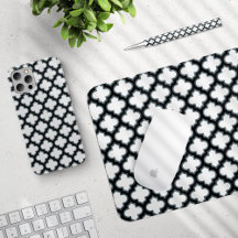 White and Black Trellis, Latticework, Quatrefoil