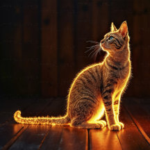 Tabby Cat Bathed in Golden Light, Glow Art