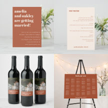 Bold Minimalist Boho Rust Retro Simple Wedding