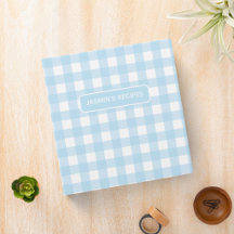 A cute recipe binder with a gingham check pattern 