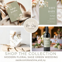 Modern Floral Sage Green Wedding Suite