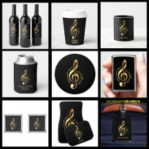 Gold Treble Clef with Circular Notes