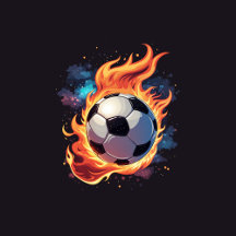 Flying soccer ball with flames